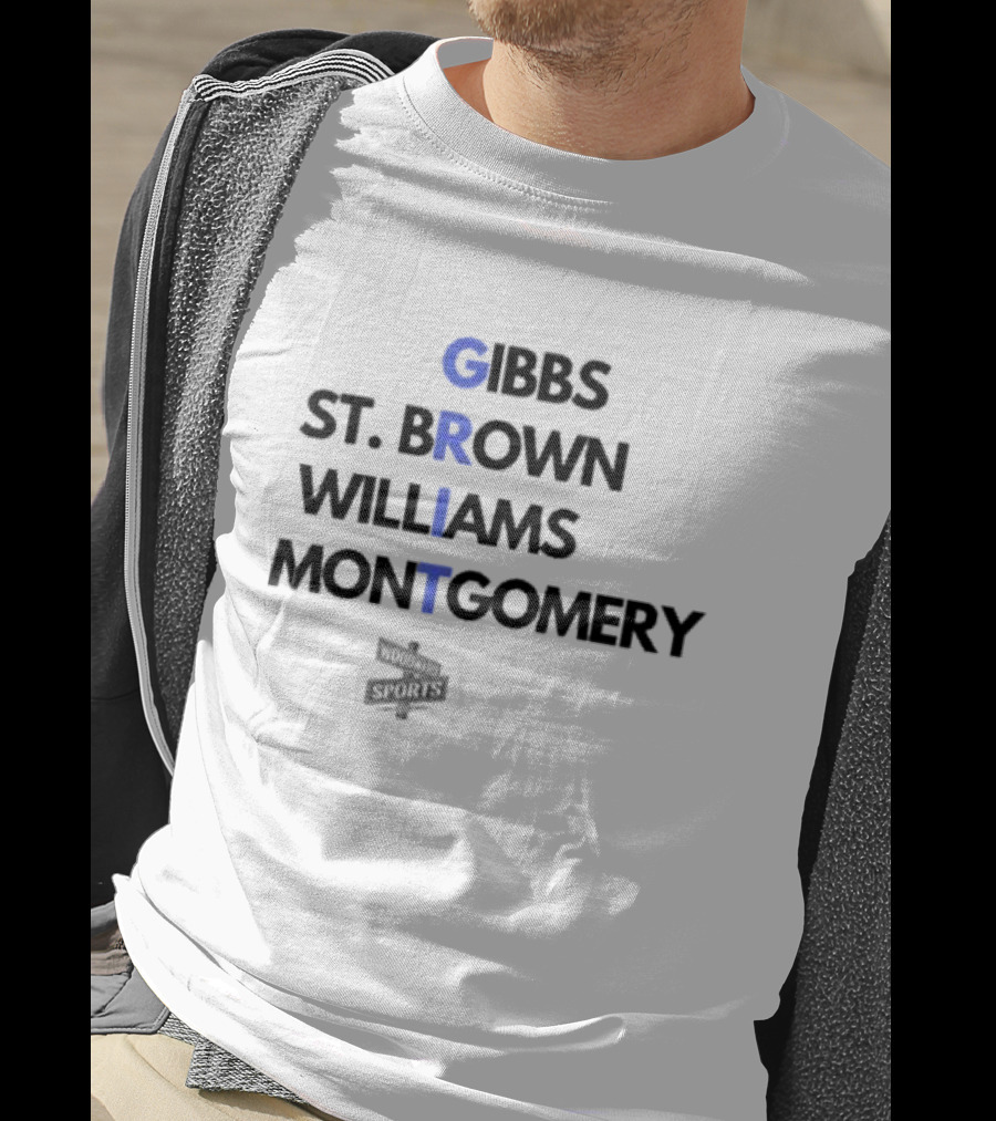 Gibbs St Brown Williams Montgomery GRIT Football Names T-Shirt