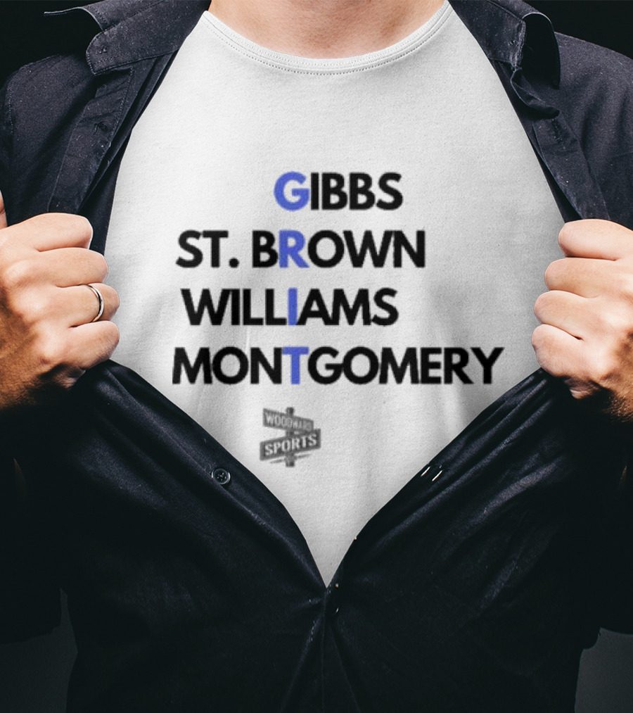 Gibbs St Brown Williams Montgomery GRIT Football Names T-Shirt