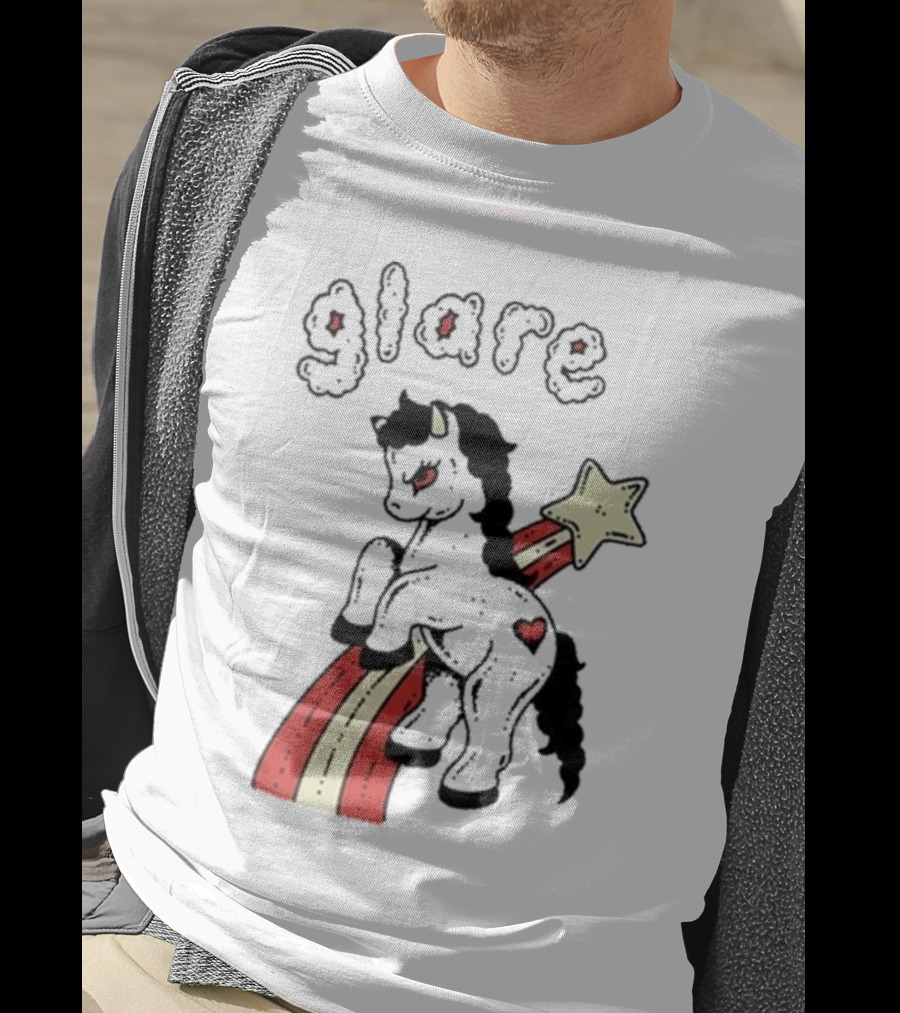 Glare Unicorn Heart Rainbow Star Ringer T-Shirt