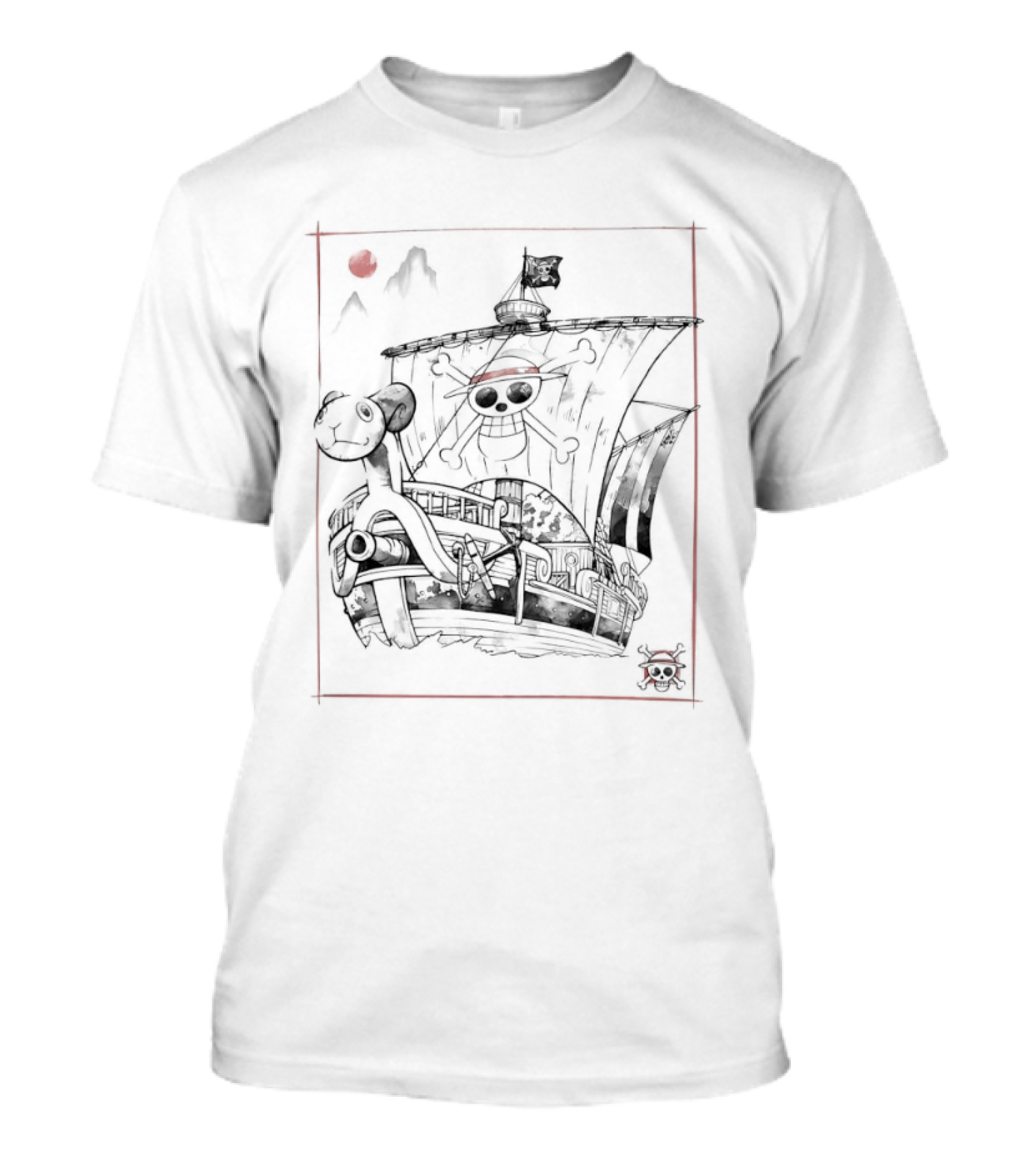 One Piece Going Merry Japanese Sumi-e Style Pirate Ship T-Shirt