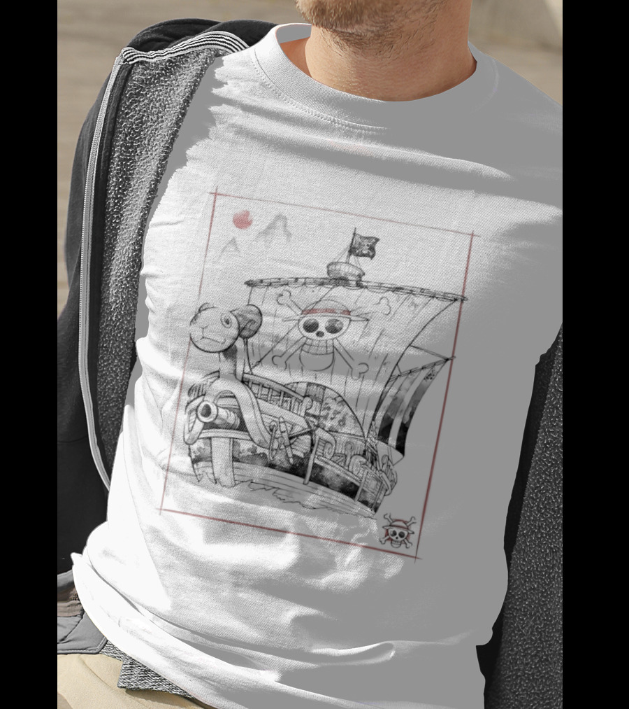 One Piece Going Merry Japanese Sumi-e Style Pirate Ship T-Shirt