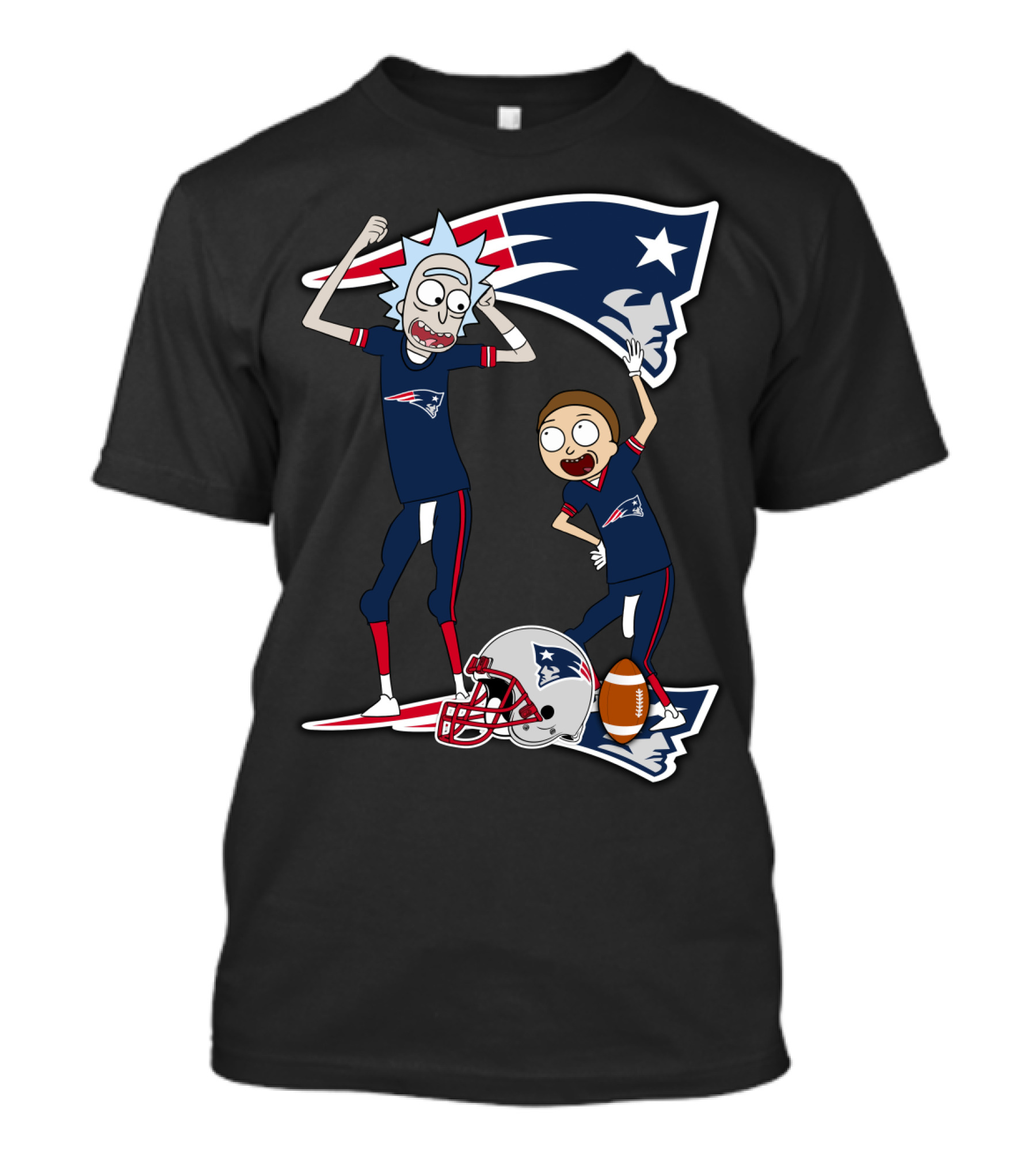 Rick And Morty New England Patriots NFL Crossover T-Shirt