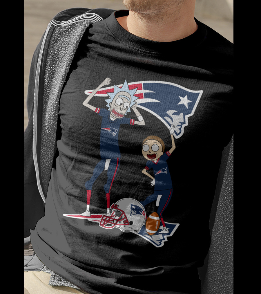 Rick And Morty New England Patriots NFL Crossover T-Shirt