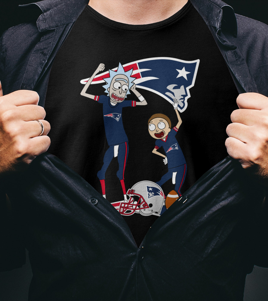 Rick And Morty New England Patriots NFL Crossover T-Shirt