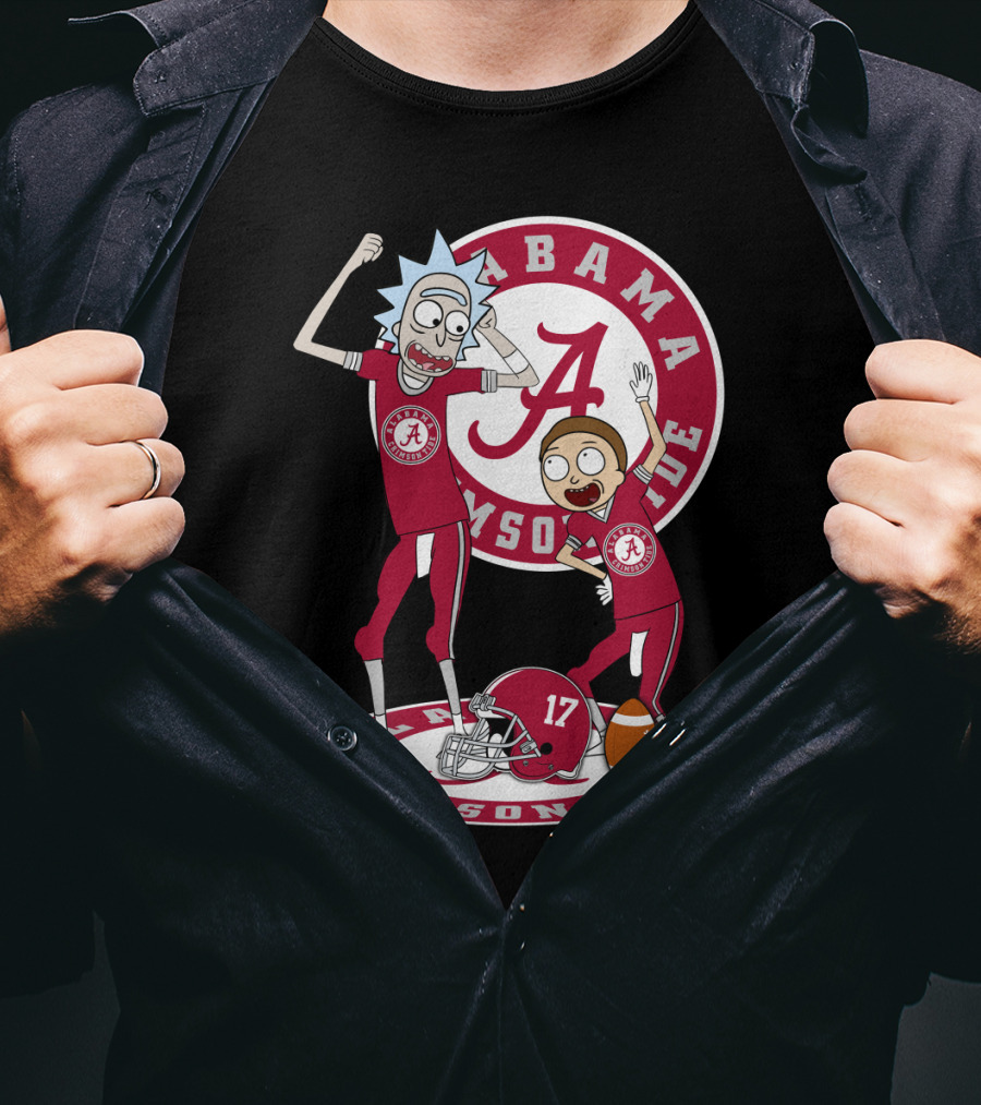 Alabama Crimson Tide Rick And Morty Football Parody NFL Crossover T-Shirt