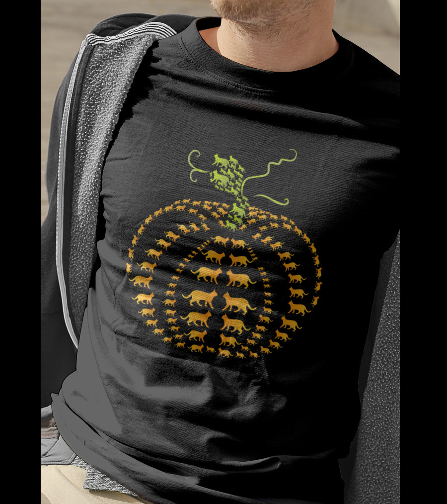 Cat Pumpkin Made Of Orange Feline Silhouette T-Shirt