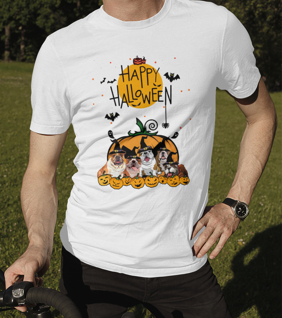 Bulldogs Happy Halloween Pumpkin Bats Spooky T-Shirt