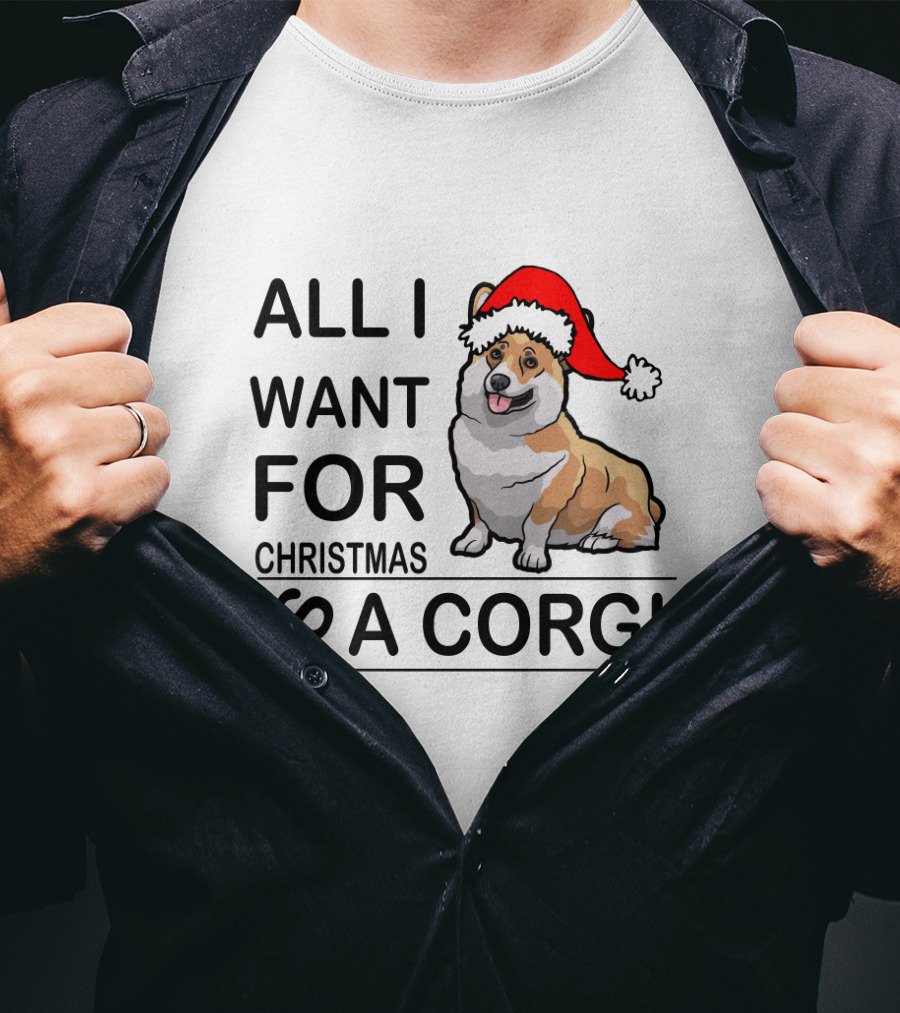 All I Want For Christmas Is A Corgi With Santa Hat T-Shirt
