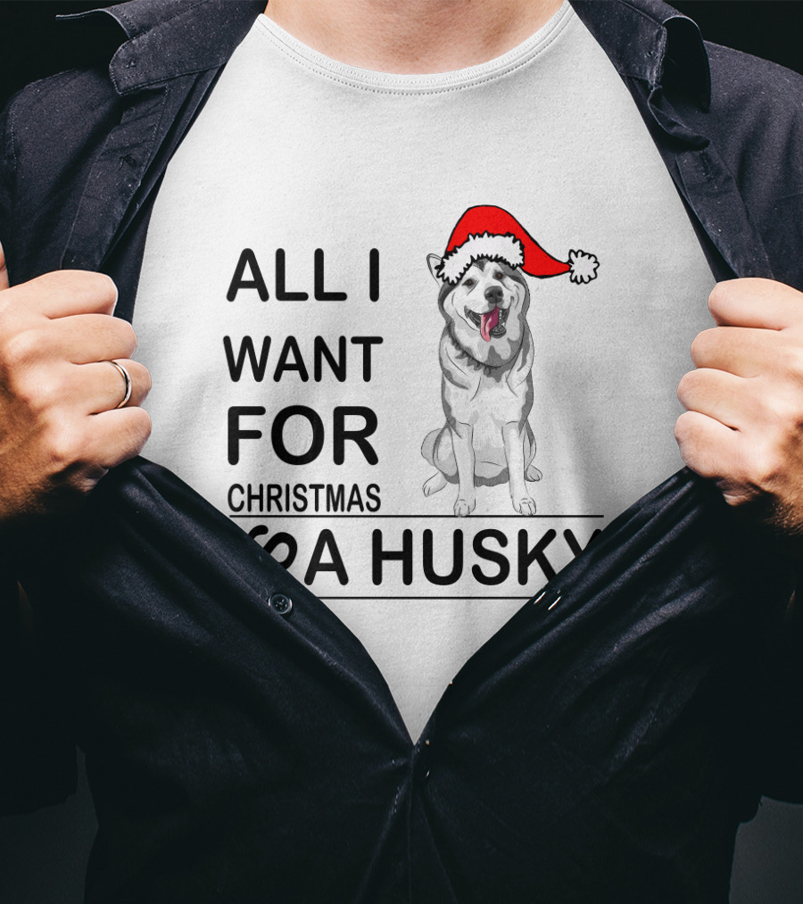 All I Want For Christmas Is A Husky With Santa Hat T-Shirt