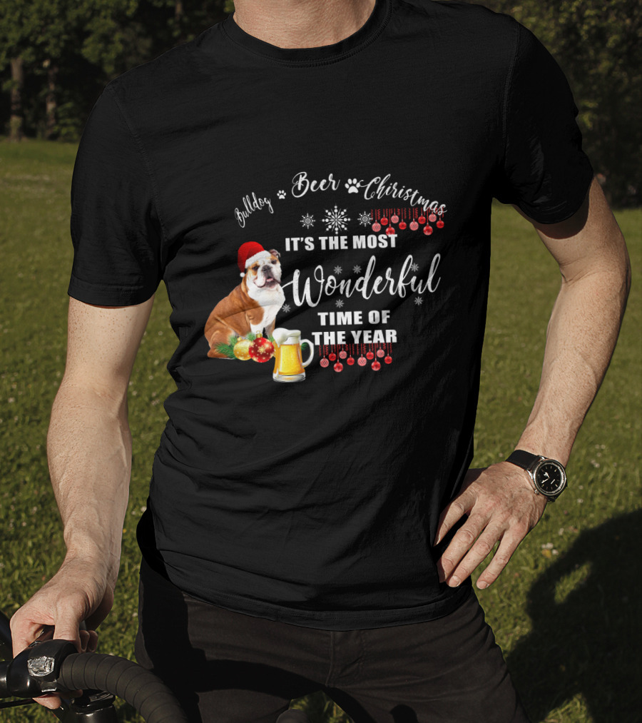 Bulldog Beer Christmas It's The Most Wonderful Time Of The Year T-Shirt