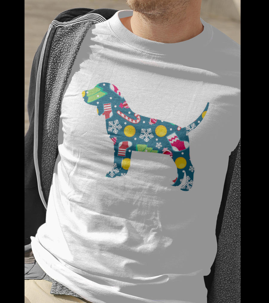 Dog Lover Christmas Beagle With Festive Floral T-Shirt