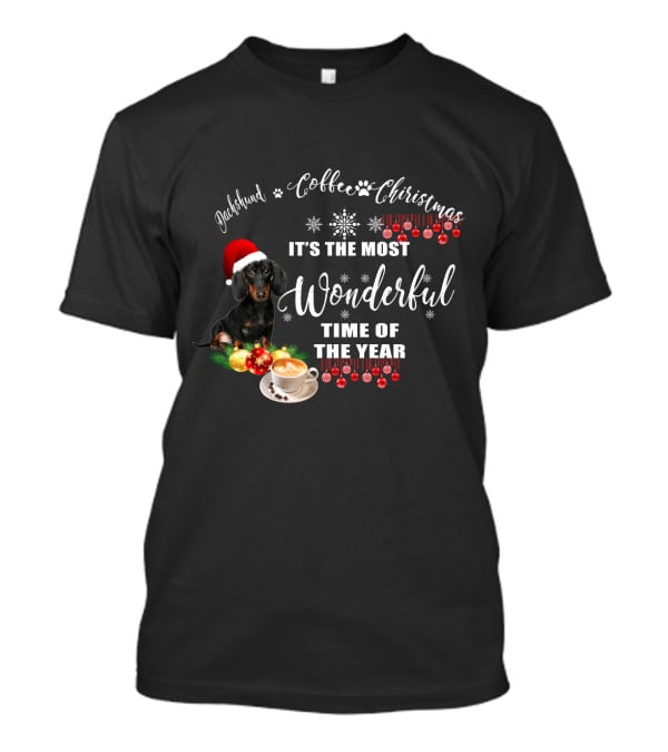 Dachshund Coffee Christmas It's The Most Wonderful Time Of The Year T-Shirt