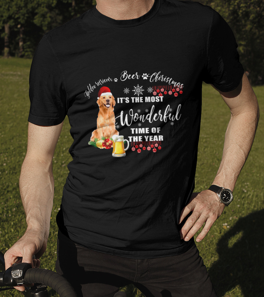Golden Retriever Beer Christmas It's The Most Wonderful Time Of The Year T-Shirt