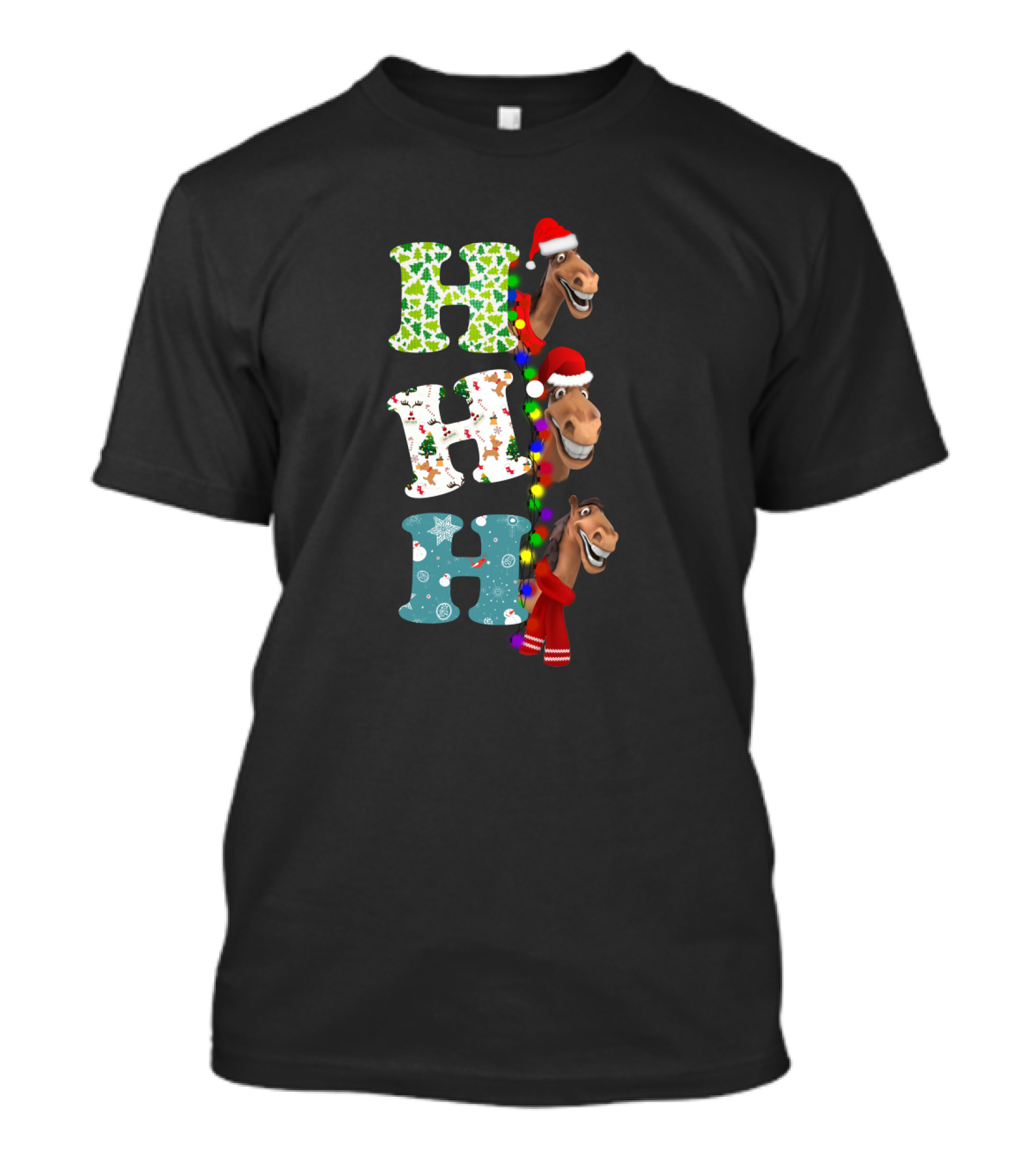 Christmas Hohoho Horse Santa Festive Letters T-Shirt