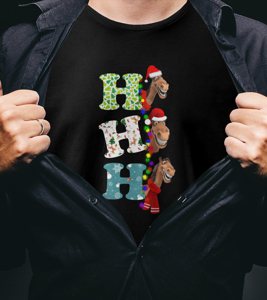 Christmas Hohoho Horse Santa Festive Letters T-Shirt