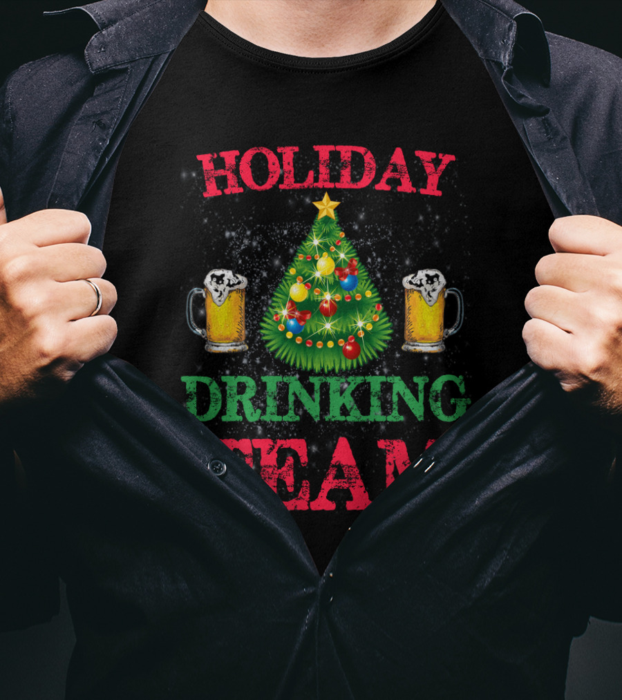 Holiday Drinking Beer Team Christmas Tree Mugs T-Shirt