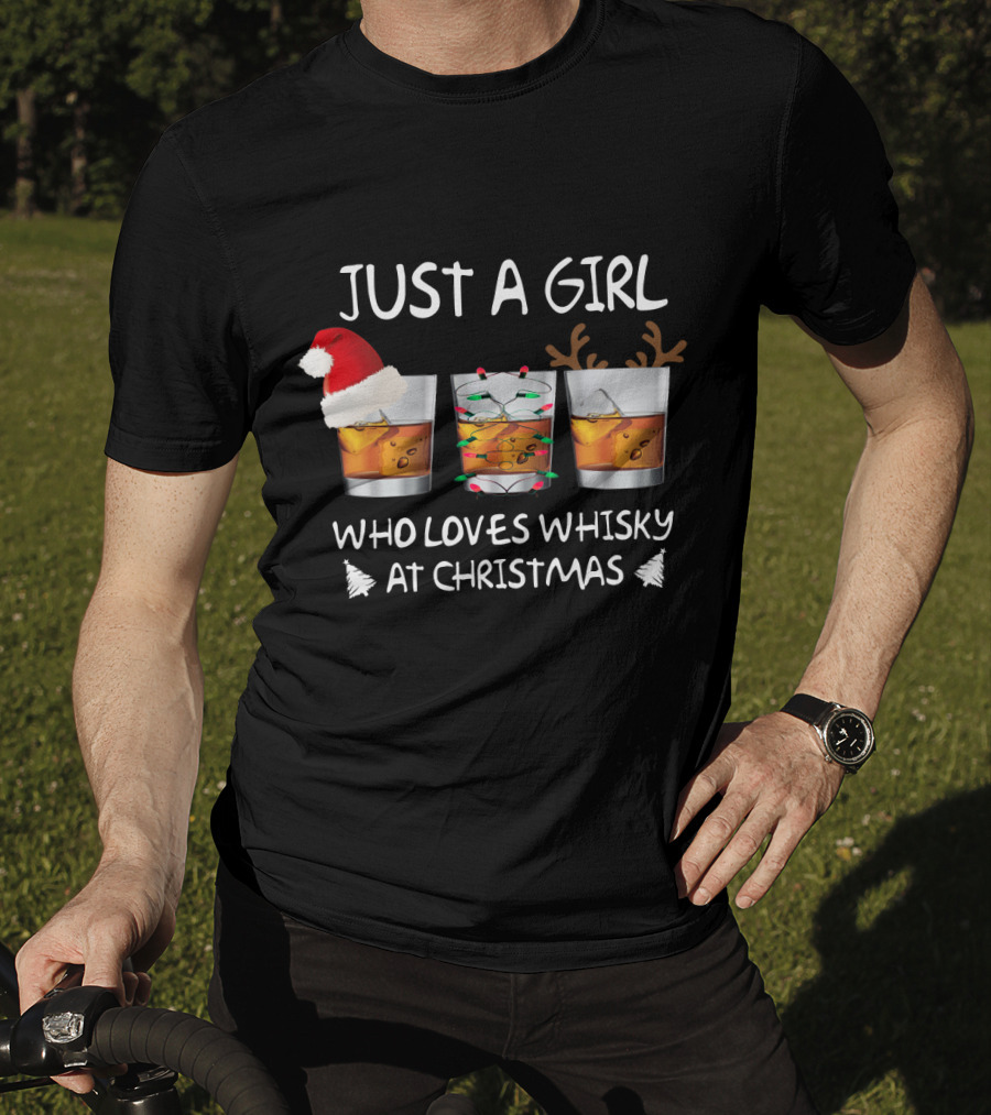 Just A Girl Who Loves Whisky At Christmas T-Shirt