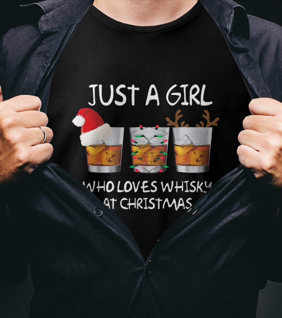 Just A Girl Who Loves Whisky At Christmas T-Shirt