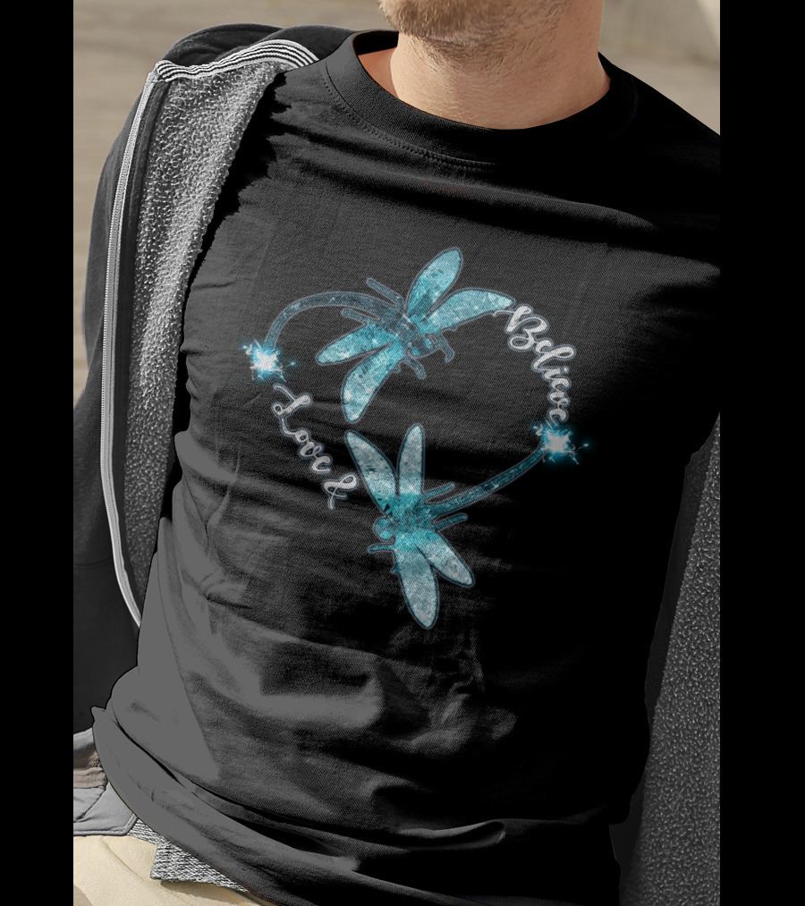 Love And Believe Dragonfly Heart T-Shirt