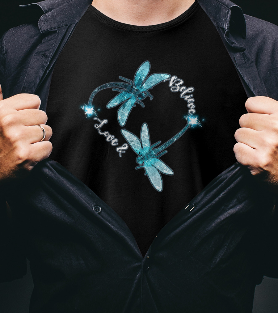 Love And Believe Dragonfly Heart T-Shirt