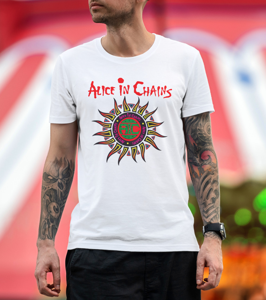 Alice in Chains Sun Graphic Logo with Circular Text T-Shirt