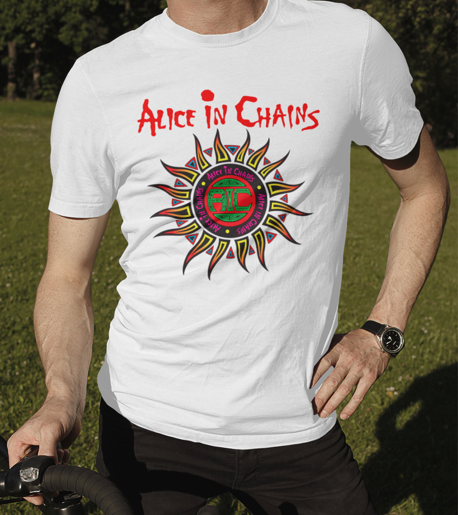 Alice In Chains Sun Graphic Logo With Circular Text T-Shirt