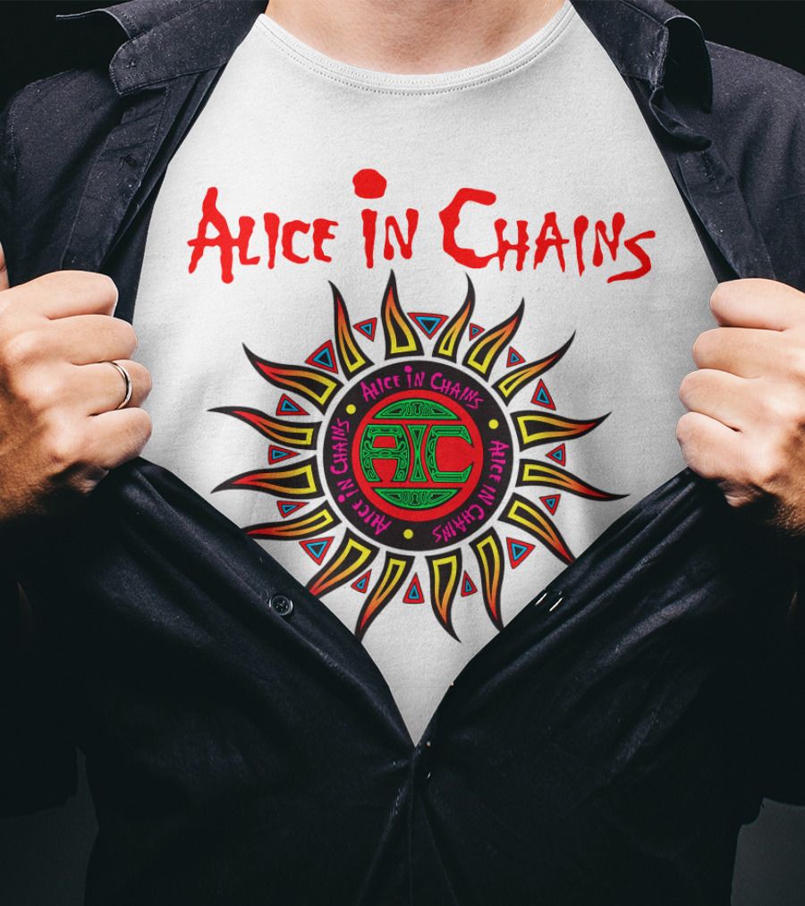 Alice In Chains Sun Graphic Logo With Circular Text T-Shirt