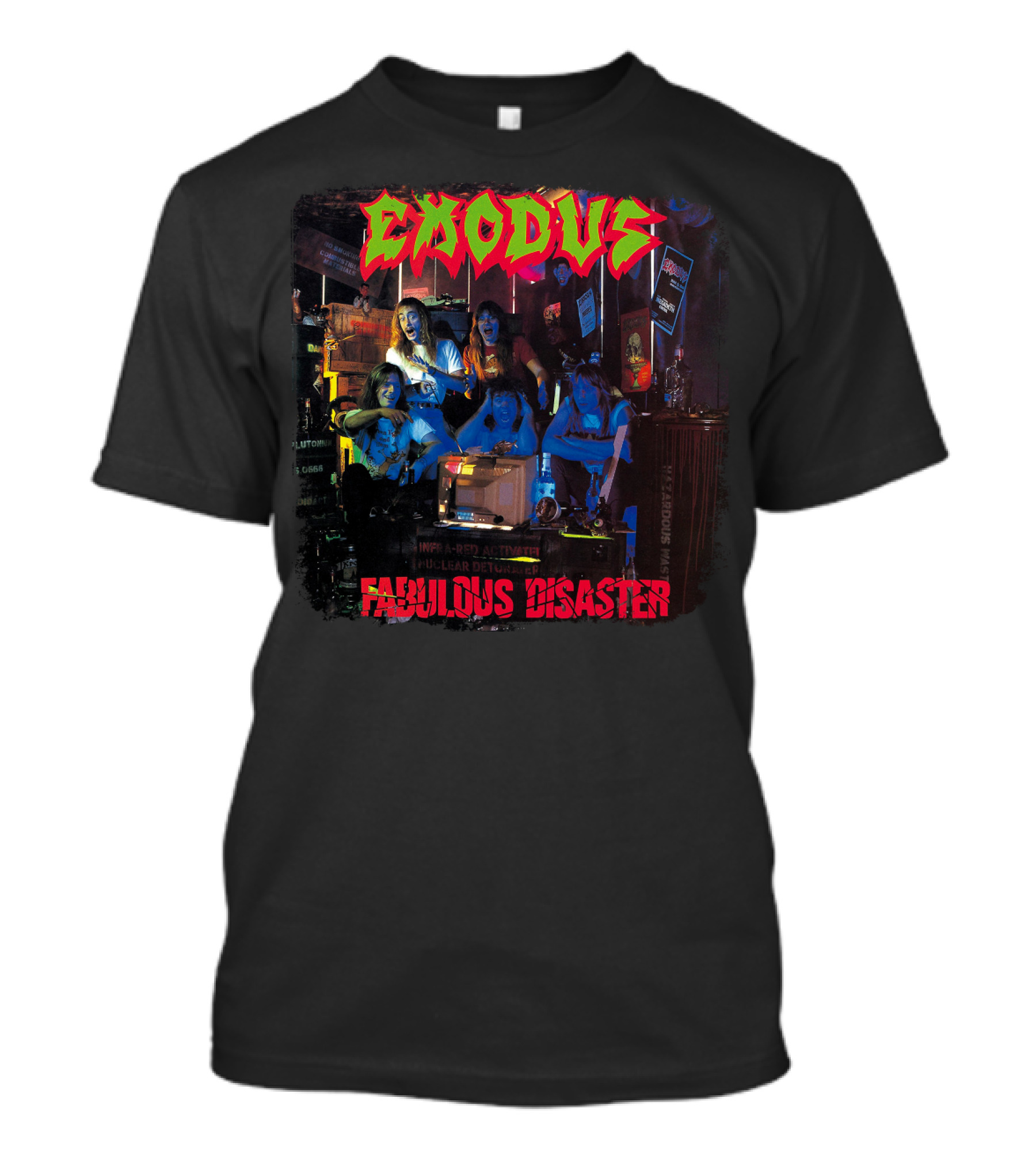 Exodus Fabulous Disaster Album Cover Art With Band Group Scene T-Shirt