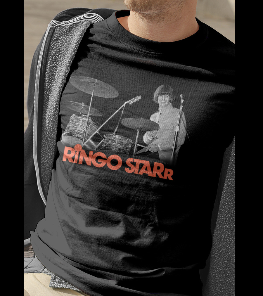 Ringo Starr Drummer Black And White Photo T-Shirt