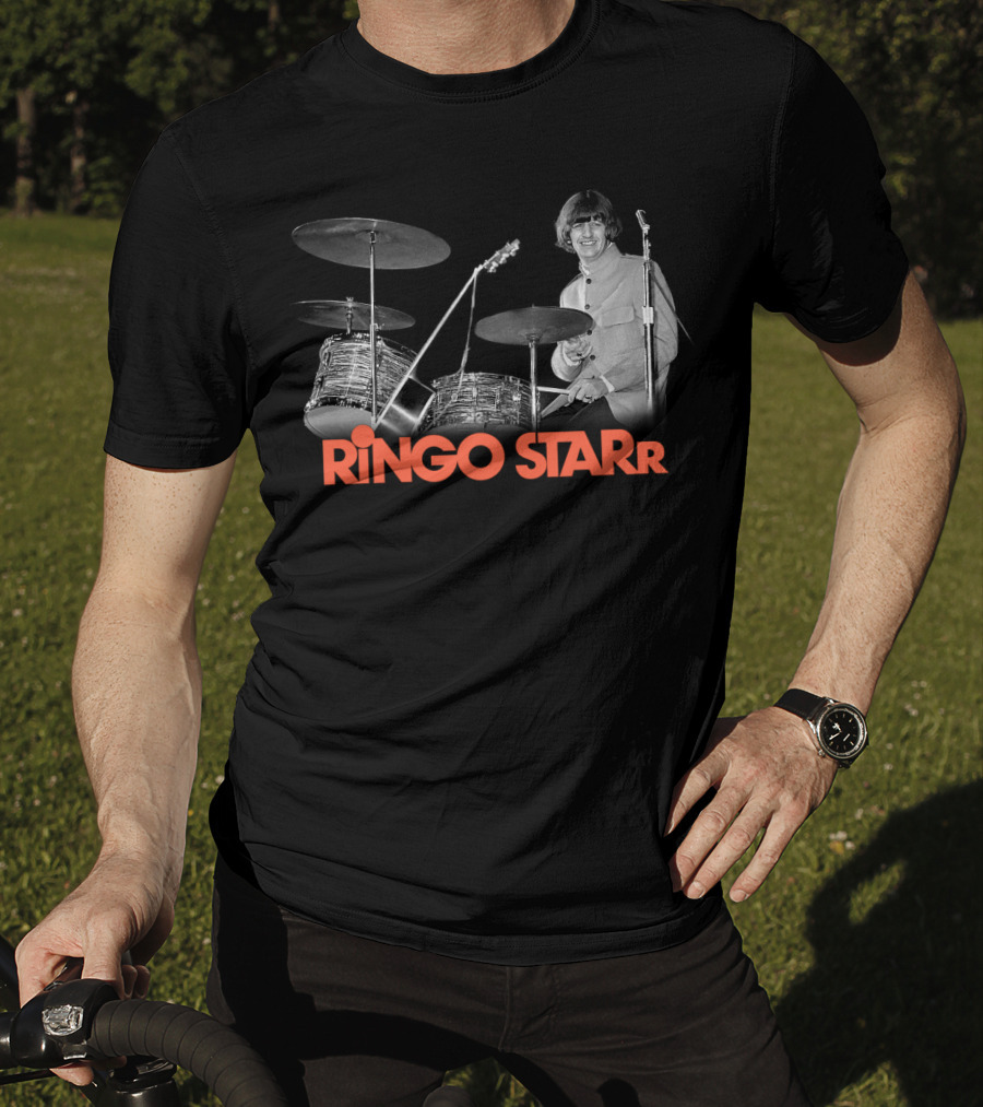 Ringo Starr Drummer Black And White Photo T-Shirt