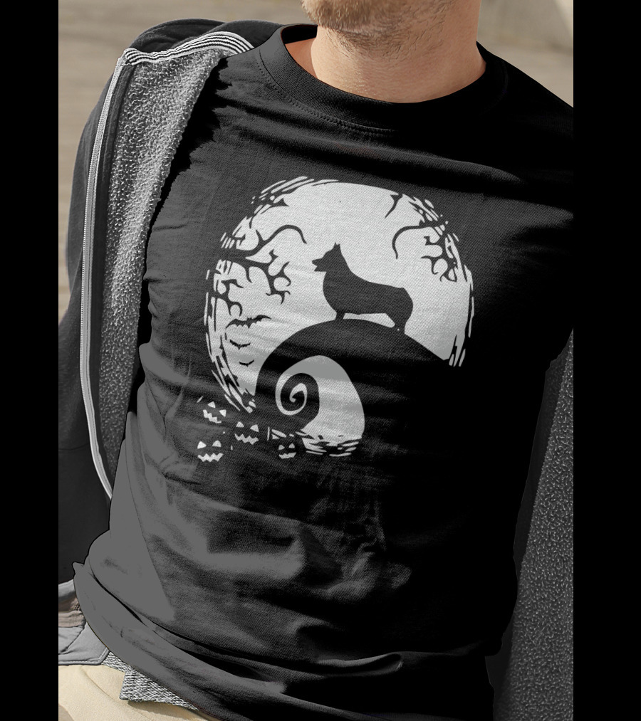 Halloween Corgi Nightmare Hill Moonlight T-Shirt