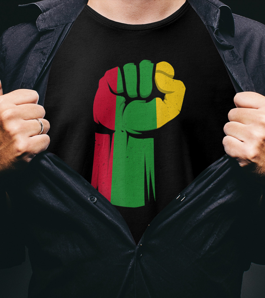 Black Fist African American Pride Black History Month Rasta Colors Fist T-Shirt