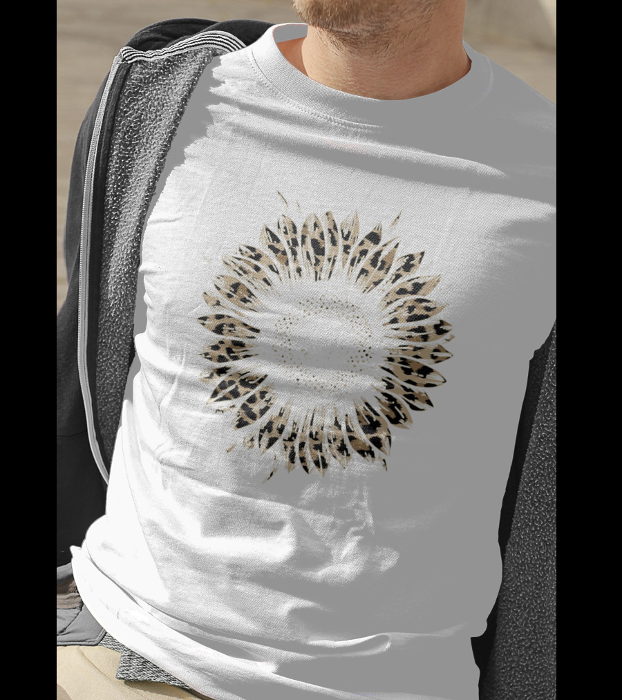 Cool Cheetah Leopard Print Sunflower T-Shirt