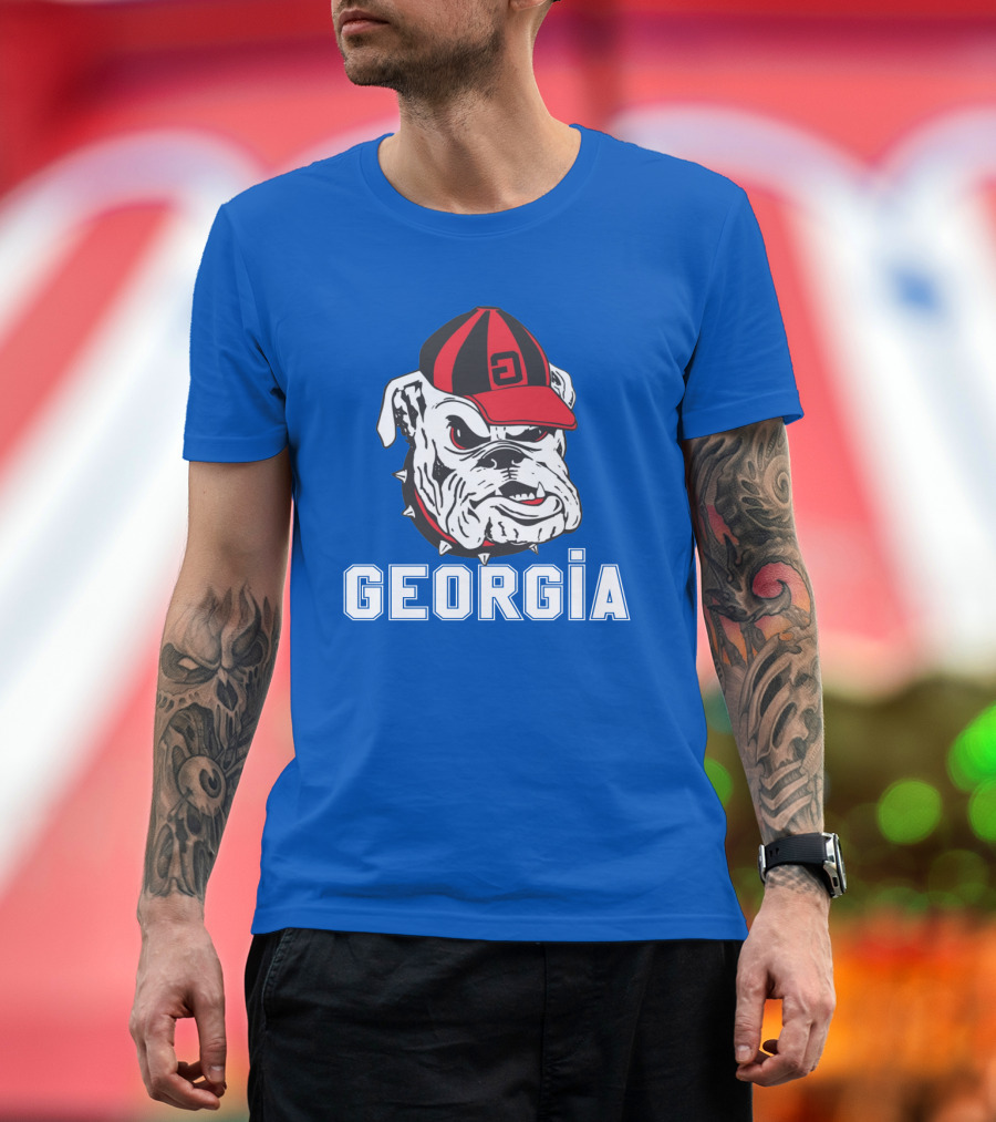 Georgia Bulldogs Vintage Red and Black Cap Bulldog T-Shirt