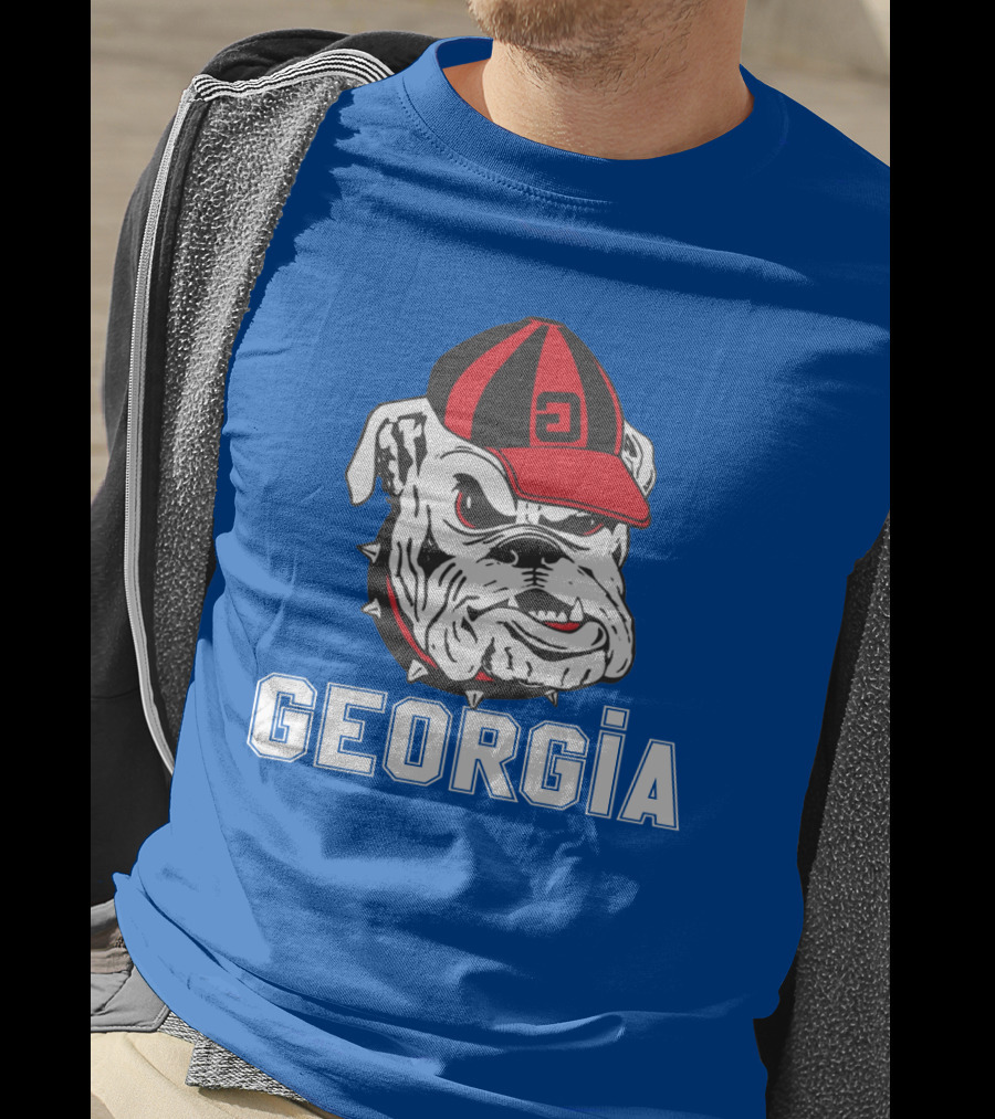 Georgia Bulldogs Vintage Red And Black Cap Bulldog T-Shirt