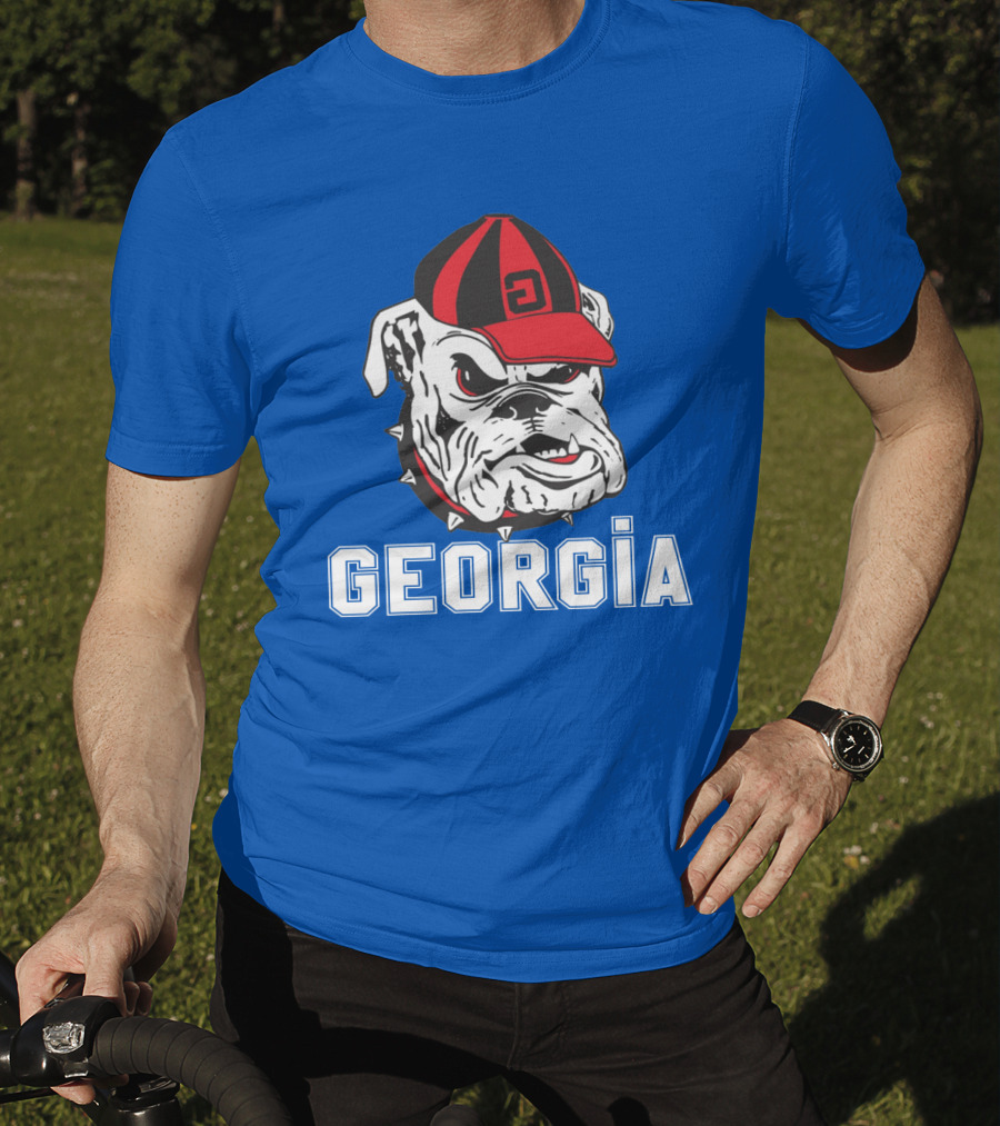 Georgia Bulldogs Vintage Red And Black Cap Bulldog T-Shirt