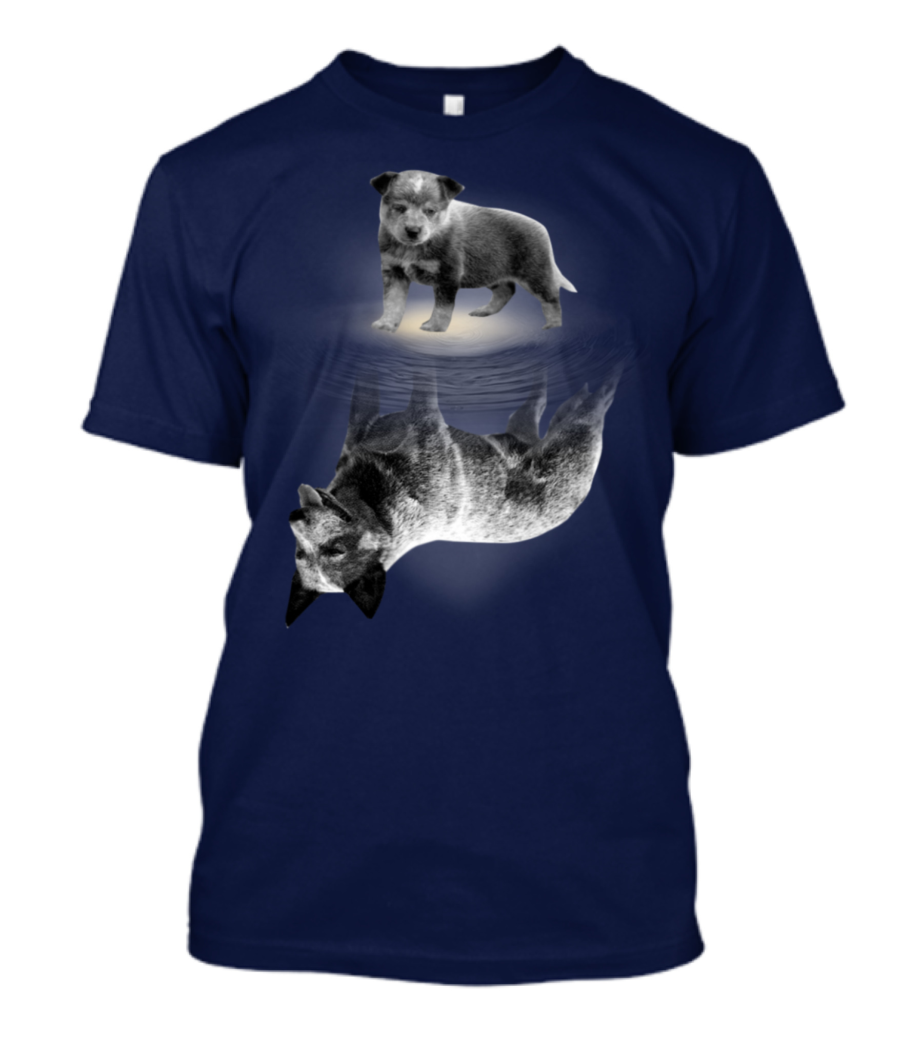 Retro Reflections: Vintage Australian Cattle Dog And Scenic Sunset T-Shirt