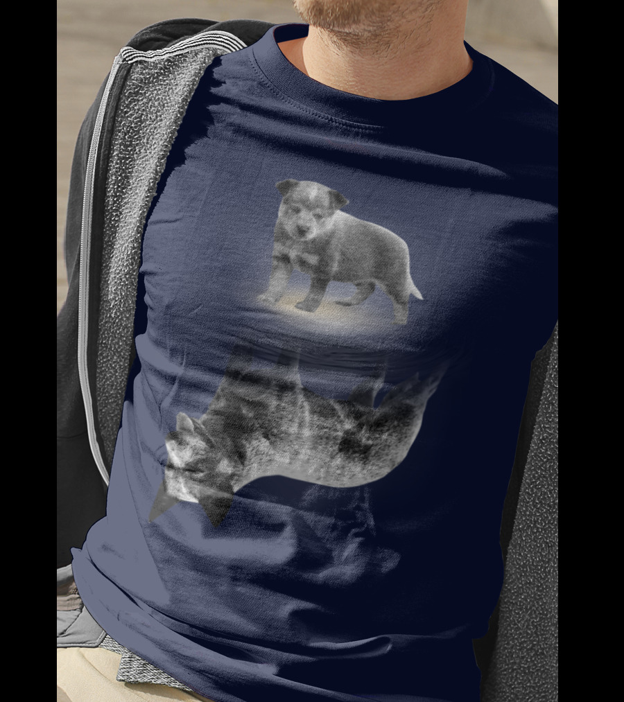 Retro Reflections: Vintage Australian Cattle Dog And Scenic Sunset T-Shirt