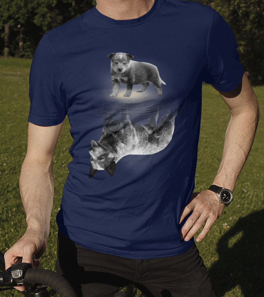 Retro Reflections: Vintage Australian Cattle Dog And Scenic Sunset T-Shirt