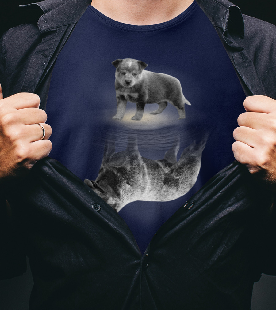 Retro Reflections: Vintage Australian Cattle Dog And Scenic Sunset T-Shirt