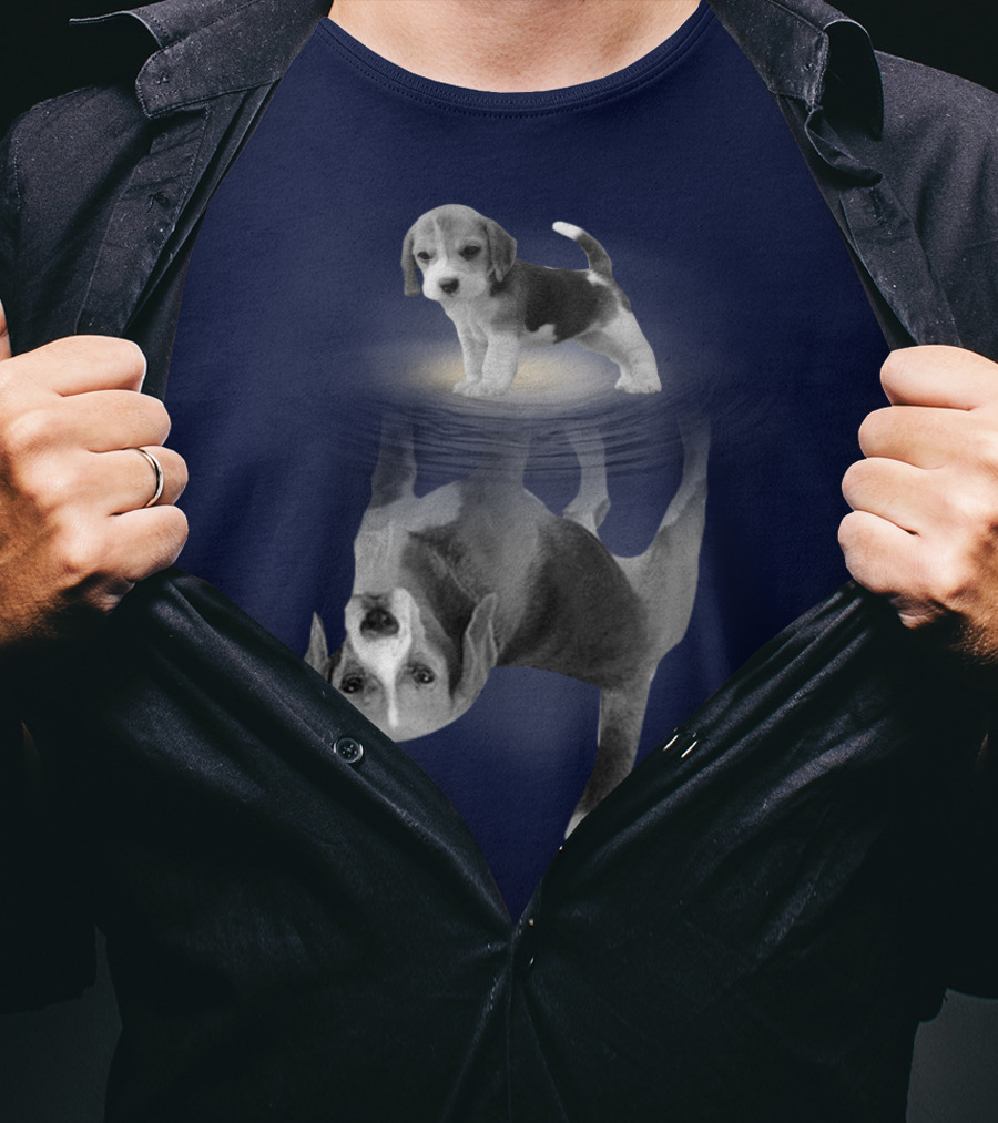 The Beagles Dog Humor Reflection Illusion For Funny Beagle Lovers T-Shirt