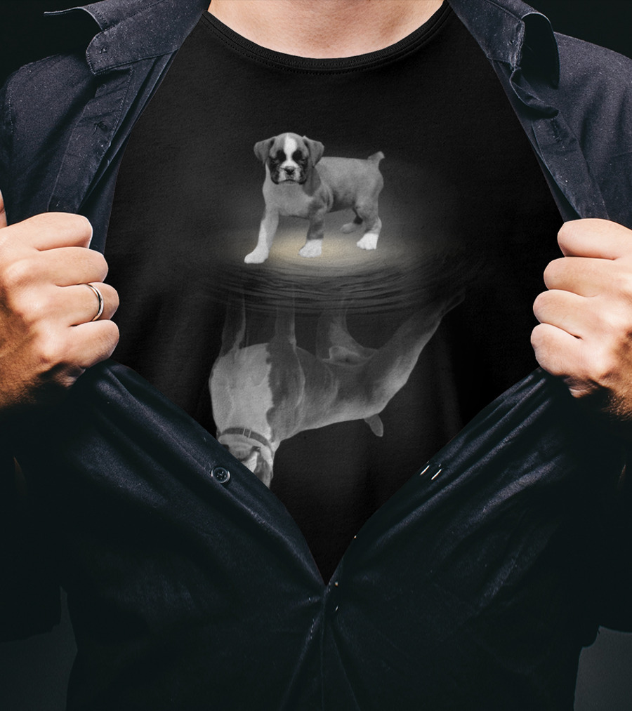 Boxer Mom Wiggle Butt Club Boxer Dog Reflection T-Shirt