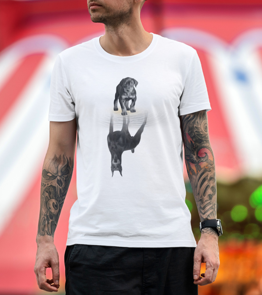 Doberman Puppy Reflection Women Men Kids Dog Love Pet T-Shirt