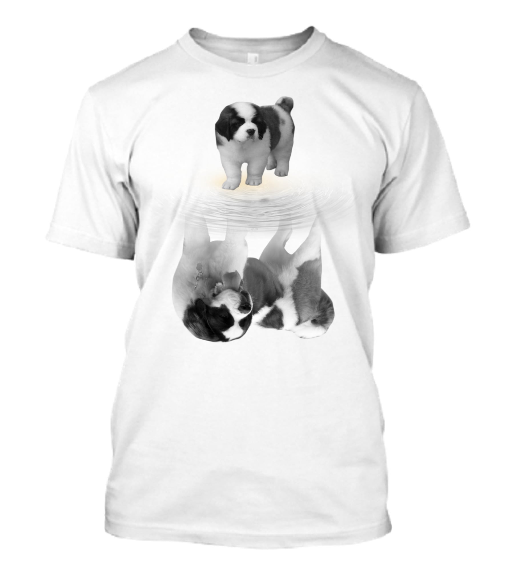 St. Bernard Puppy With Reflective Water Illusion T-Shirt