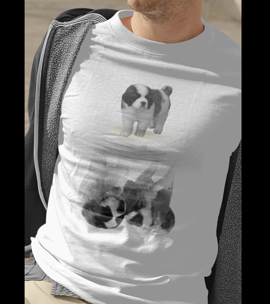 St. Bernard Puppy With Reflective Water Illusion T-Shirt