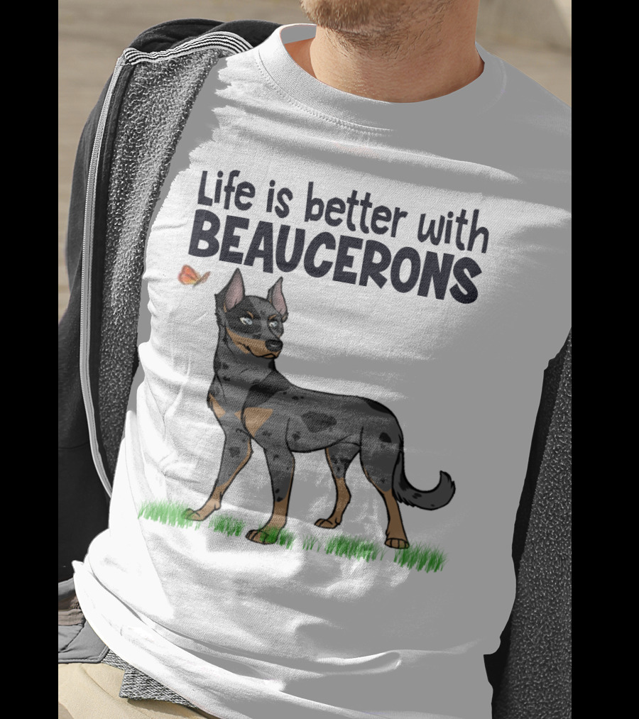 Life Is Better With Beaucerons Butterfly And Dog T-Shirt