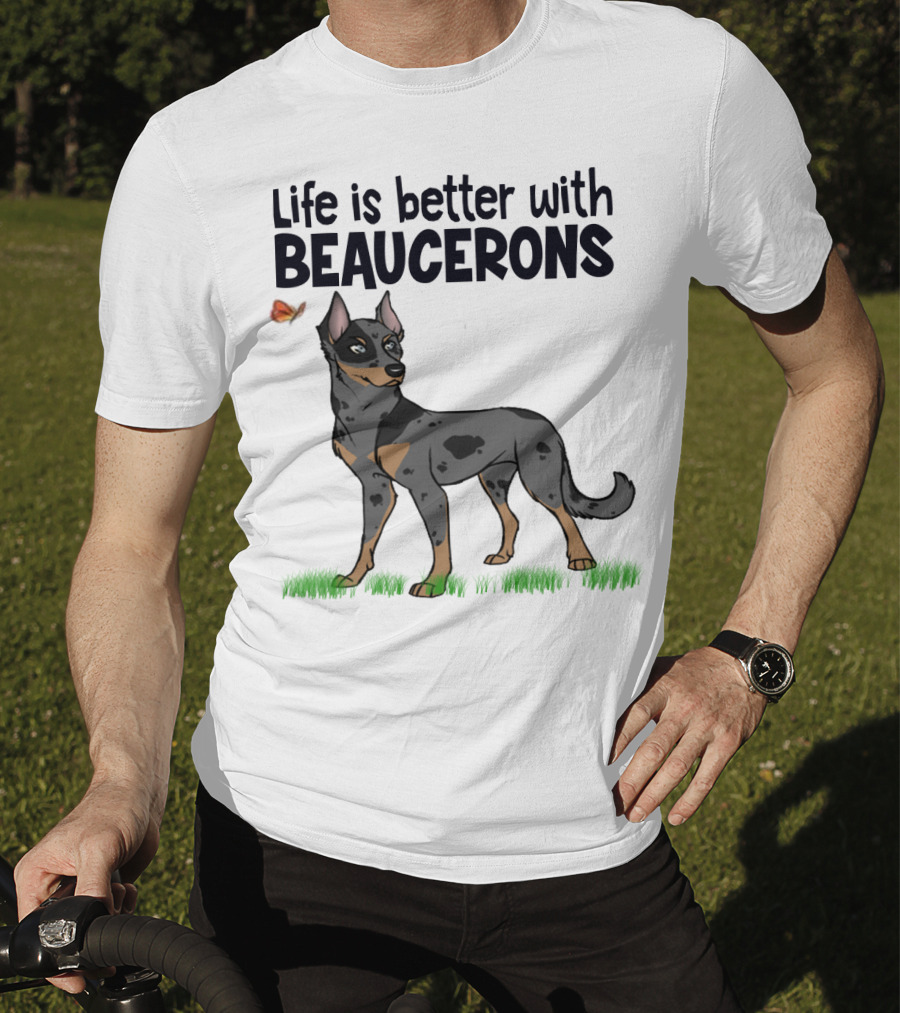 Life Is Better With Beaucerons Butterfly And Dog T-Shirt