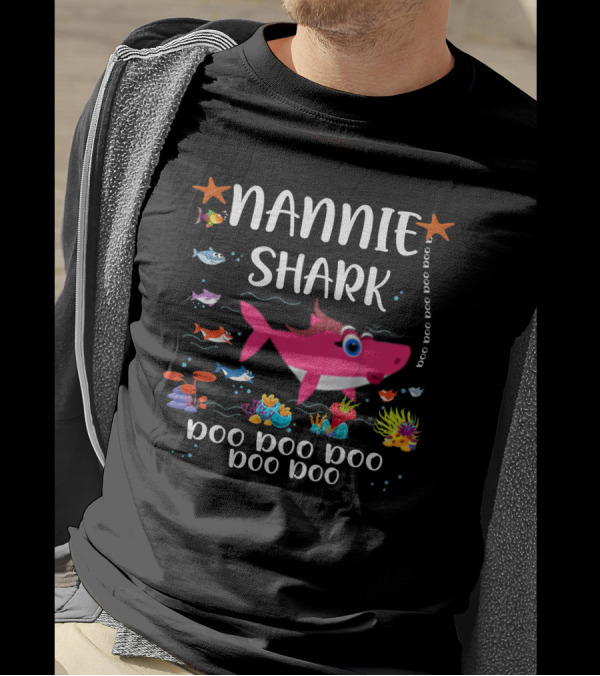 Nannie Shark Doo Doo Doo Doo Nannie Shark Family Matching Ocean T-Shirt