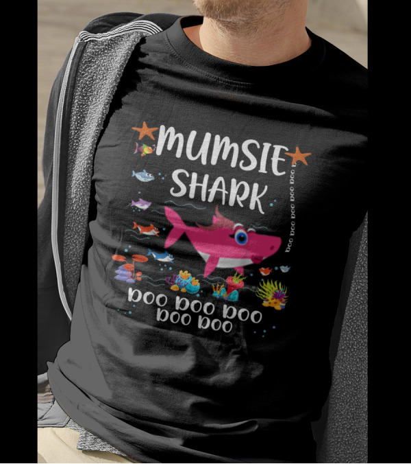 Mumsie Shark Doo Doo Doo Doo Ocean Scene With Fish And Coral T-Shirt