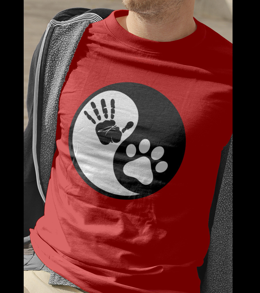Yin Yang Hand Paw Print Best Dog Harmony T-Shirt